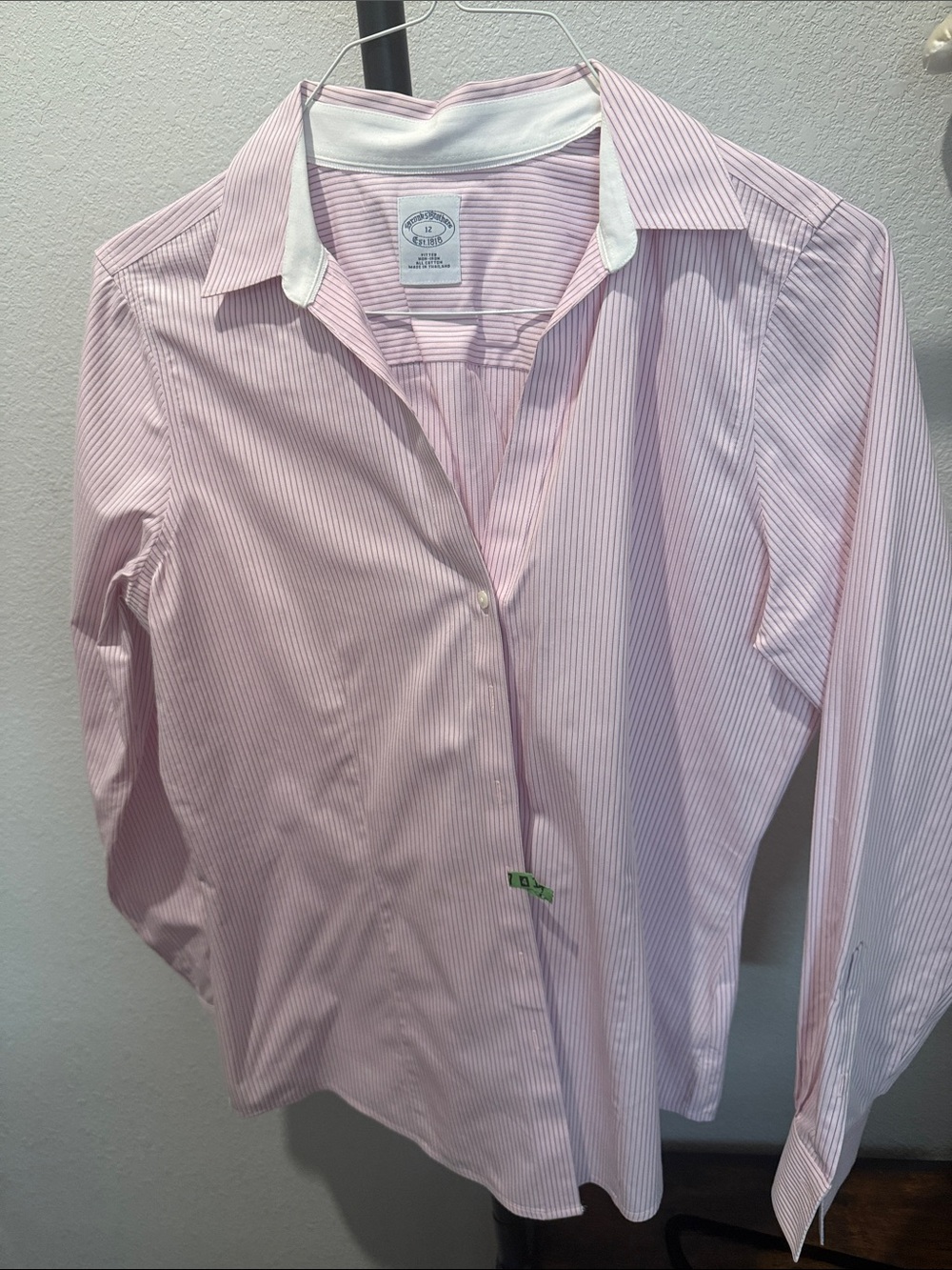 Brooks Brothers Pink & White Striped Cotton Button-Down Shirt